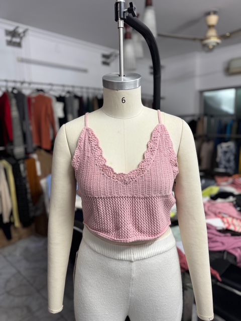 Pink knit camisole top Bangladesh knitwear manufacturer Milky Fashions European fashion brands