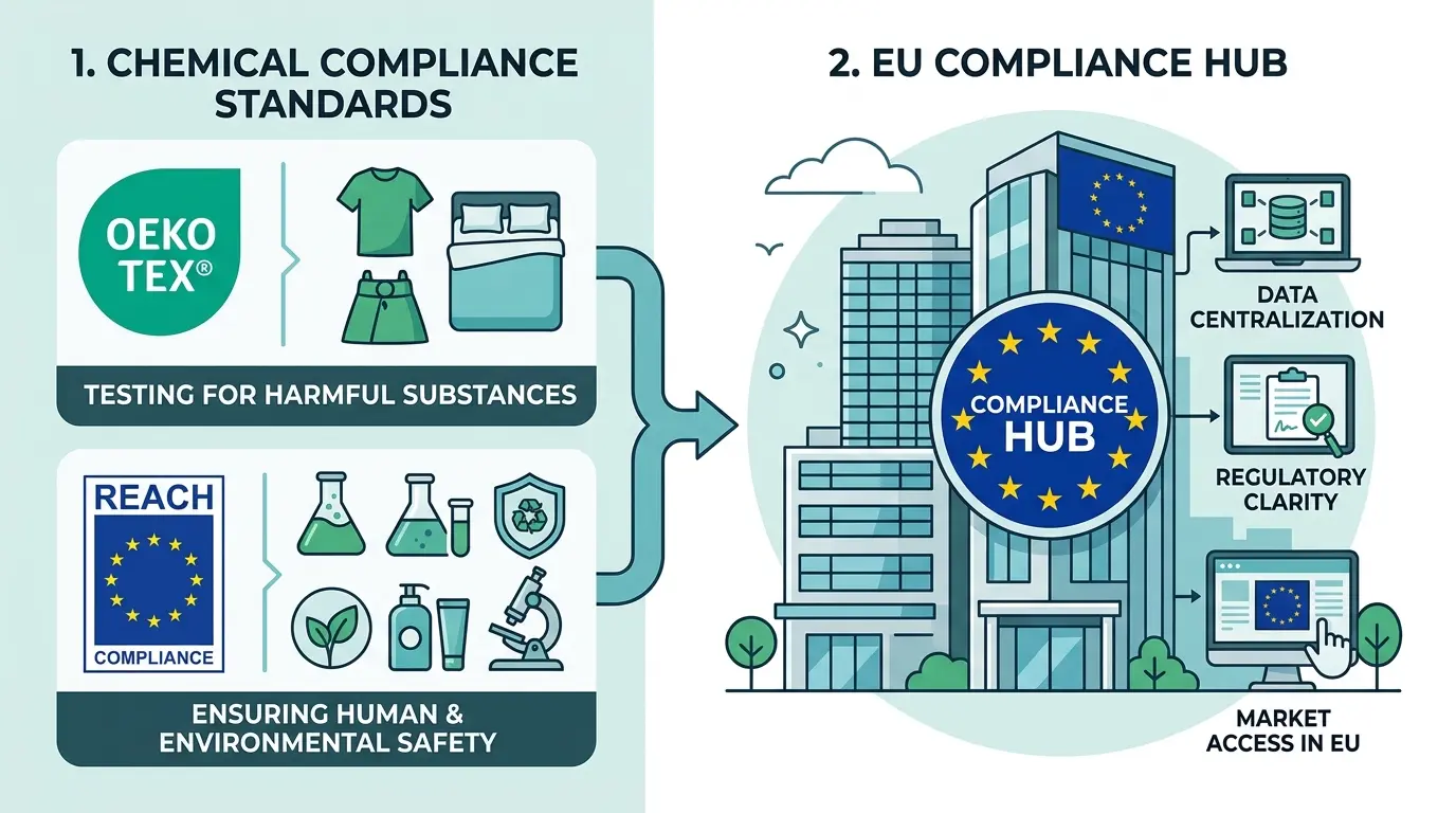 REACH and OEKO-TEX Compliance: A Chemical Safety Guide for Apparel Brands REACH and OEKO-TEX compliance for apparel brands sourcing chemically safe clothing from Bangladesh